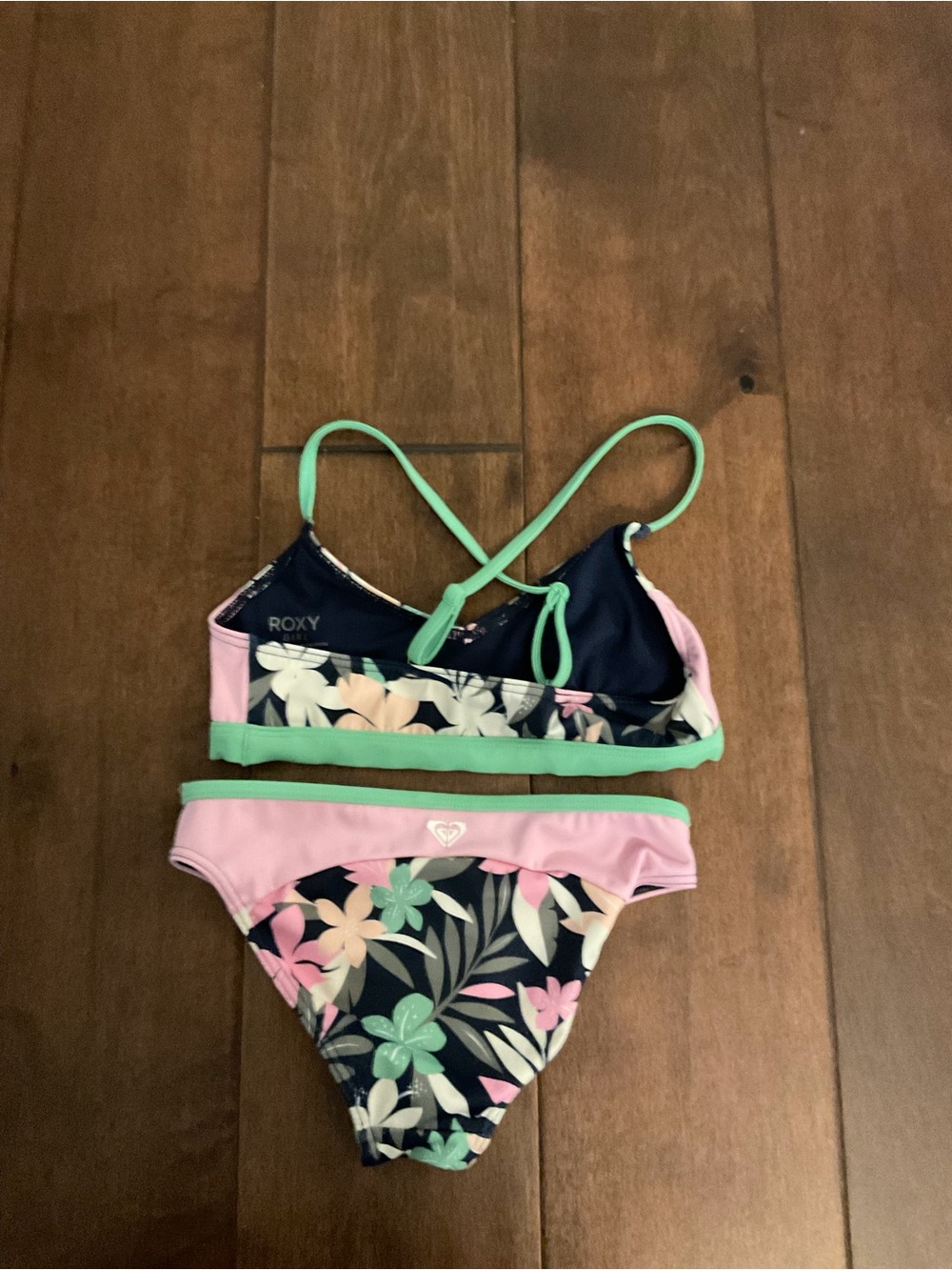 Roxy Girls Floral Bikini in Navy, Pink & Mint